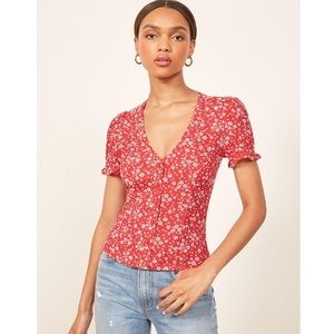 Reformation Allegra Top in Merci Print